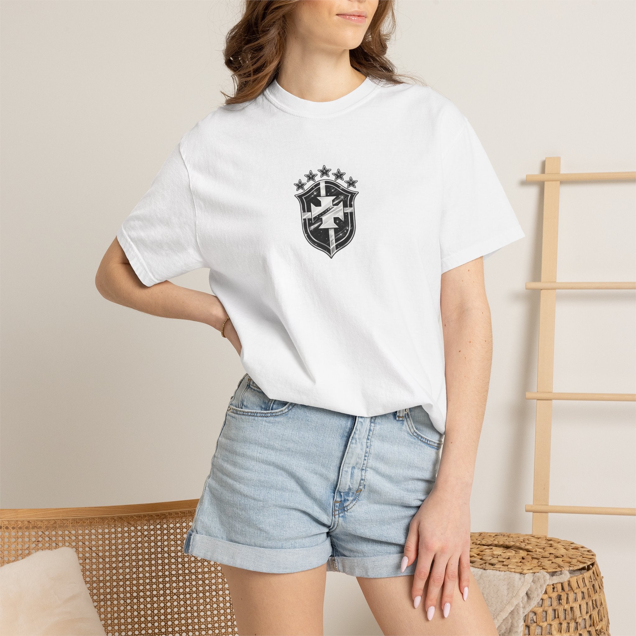 Brazilian Streetwear Crest T-Shirt — “Made With Flair” Graphic Tee